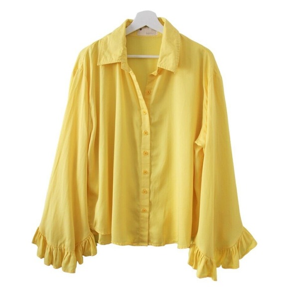 THE KEMIST Kemi K Ruffle Shorts Set 2 Piece Outfit Sunshine Yellow UK 22 US 18 - Picture 3 of 9